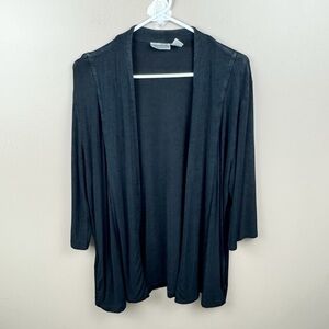 Chico's Travelers Elegant Black Knit Open Cardigan Jacket Size 3, XL/16